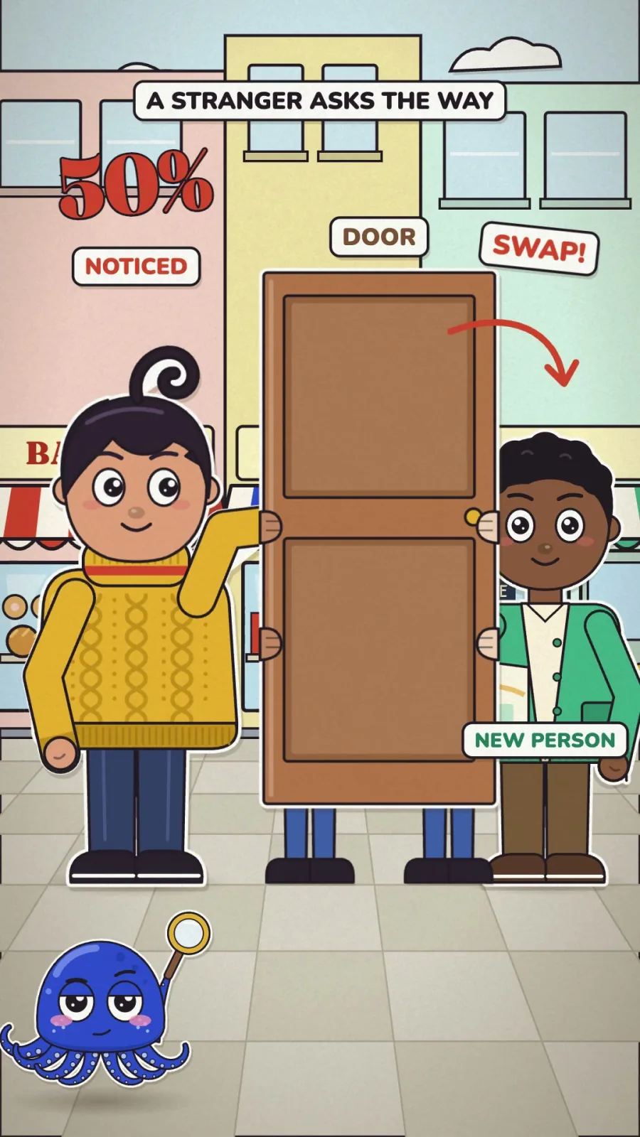 A stranger asks you for directions. A door passes between you. Would you notice a whole new person?